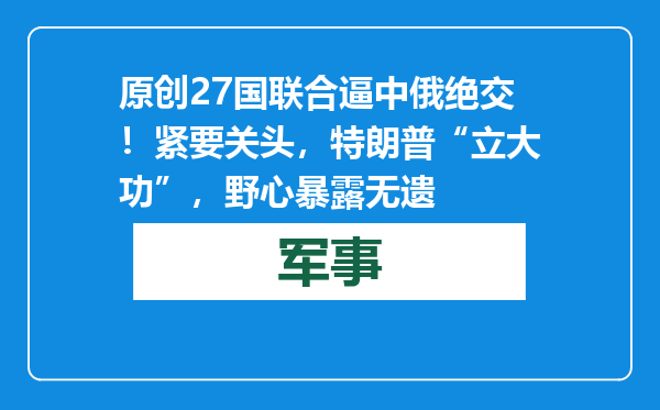 原创            27国联合逼中俄绝交！紧要关头，特朗普“立大功”，野心暴露无遗