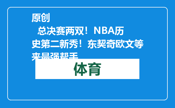 原创            总决赛两双！NBA历史第二新秀！东契奇欧文等来最强帮手