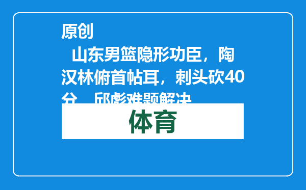 原创            山东男篮隐形功臣，陶汉林俯首帖耳，刺头砍40分，邱彪难题解决