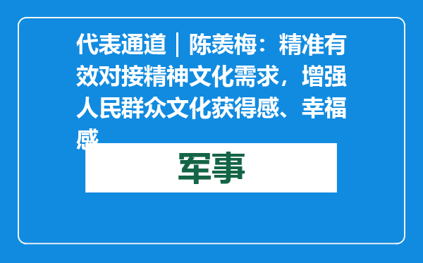 代表通道｜陈羡梅：精准有效对接精神文化需求，增强人民群众文化获得感、幸福感