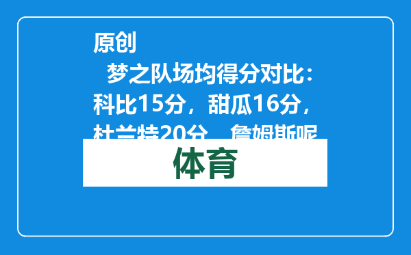 原创            梦之队场均得分对比：科比15分，甜瓜16分，杜兰特20分，詹姆斯呢
