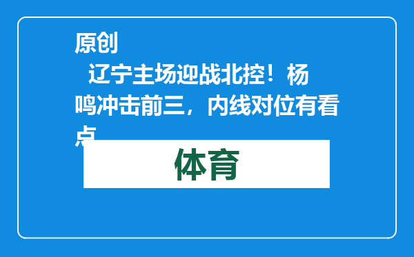 原创            辽宁主场迎战北控！杨鸣冲击前三，内线对位有看点