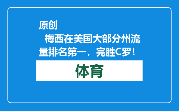 原创            梅西在美国大部分州流量排名第一，完胜C罗！
