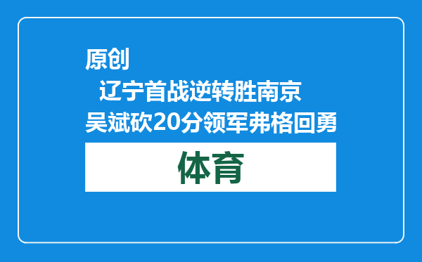 原创            辽宁首战逆转胜南京 吴斌砍20分领军弗格回勇