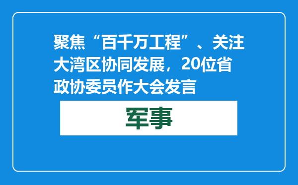 聚焦“百千万工程”、关注大湾区协同发展，20位省政协委员作大会发言