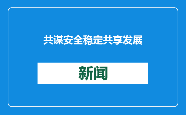 共谋安全稳定 共享发展机遇（大使随笔）