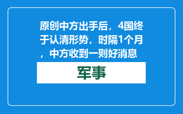 原创            中方出手后，4国终于认清形势，时隔1个月，中方收到一则好消息