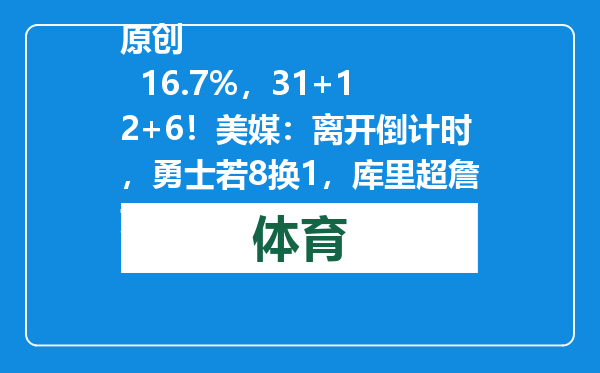 原创            16.7%，31+12+6！美媒：离开倒计时，勇士若8换1，库里超詹姆斯？