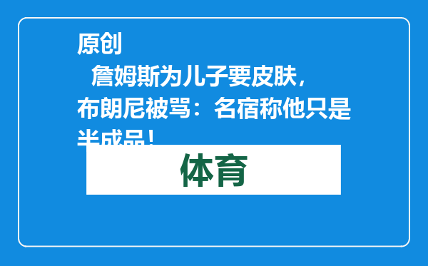 原创            詹姆斯为儿子要皮肤，布朗尼被骂：名宿称他只是半成品！