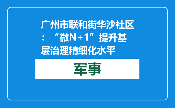 广州市联和街华沙社区：“微N+1”提升基层治理精细化水平