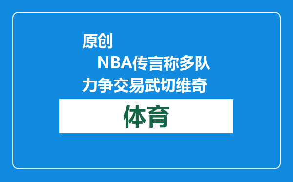 原创            NBA传言称多队力争交易武切维奇