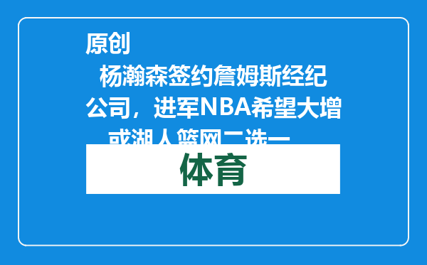 原创            杨瀚森签约詹姆斯经纪公司，进军NBA希望大增，或湖人篮网二选一