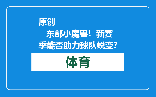 原创            东部小魔兽！新赛季能否助力球队蜕变？