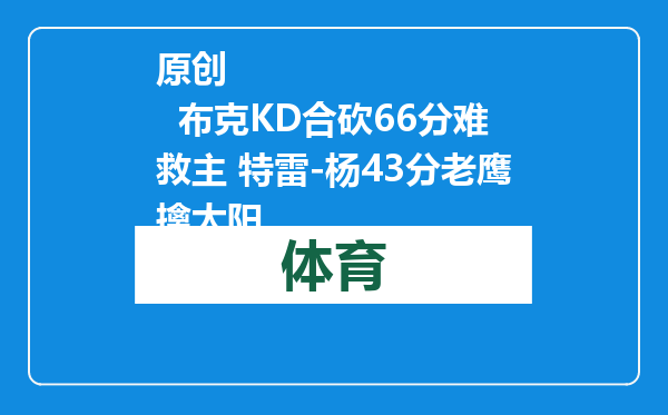 原创            布克KD合砍66分难救主 特雷-杨43分老鹰擒太阳