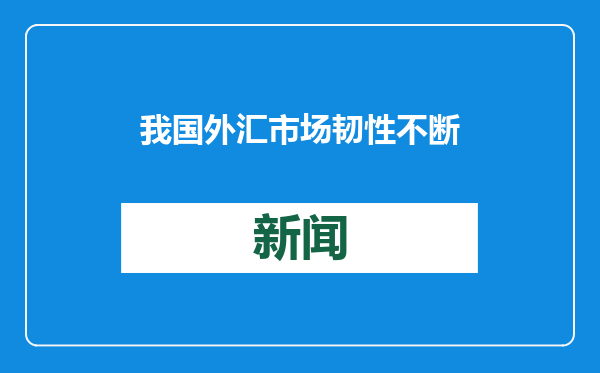 我国外汇市场韧性不断增强