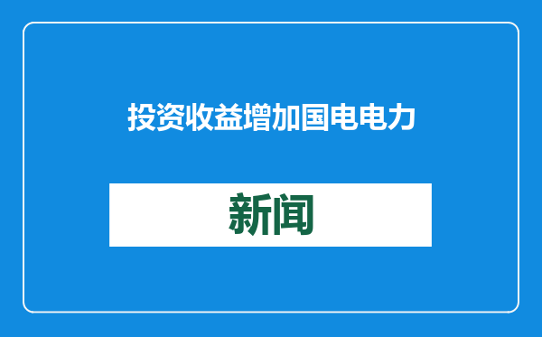 投资收益增加 国电电力预计2024年赚近百亿|财报解读