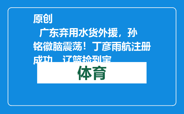 原创            广东弃用水货外援，孙铭徽脑震荡！丁彦雨航注册成功，辽篮捡到宝