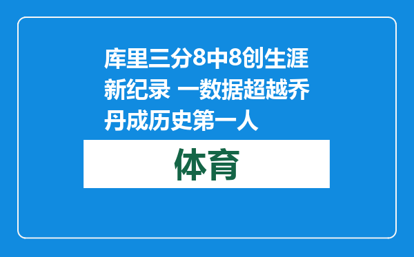 库里三分8中8创生涯新纪录 一数据超越乔丹成历史第一人