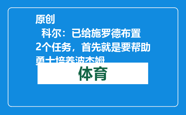 原创            科尔：已给施罗德布置2个任务，首先就是要帮助勇士培养波杰姆