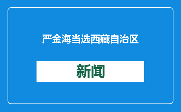 严金海当选西藏自治区人大常委会主任 嘎玛泽登当选西藏自治区人民政府主席