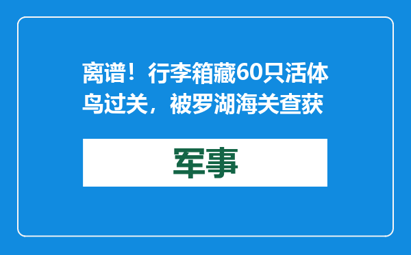 离谱！行李箱藏60只活体鸟过关，被罗湖海关查获