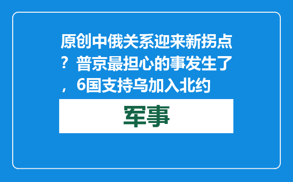 原创            中俄关系迎来新拐点？普京最担心的事发生了，6国支持乌加入北约