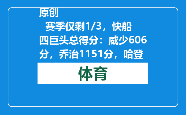 原创            赛季仅剩1/3，快船四巨头总得分：威少606分，乔治1151分，哈登呢