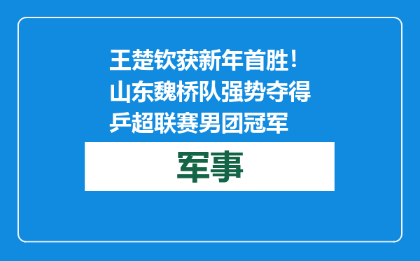 王楚钦获新年首胜！山东魏桥队强势夺得乒超联赛男团冠军