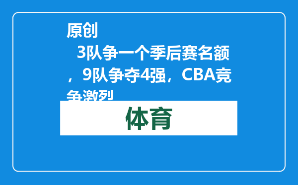 原创            3队争一个季后赛名额，9队争夺4强，CBA竞争激烈
