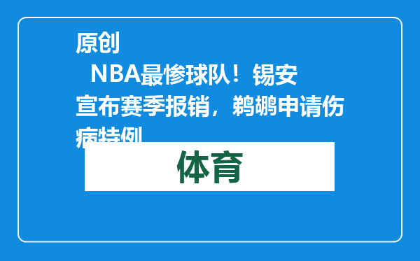 原创            NBA最惨球队！锡安宣布赛季报销，鹈鹕申请伤病特例