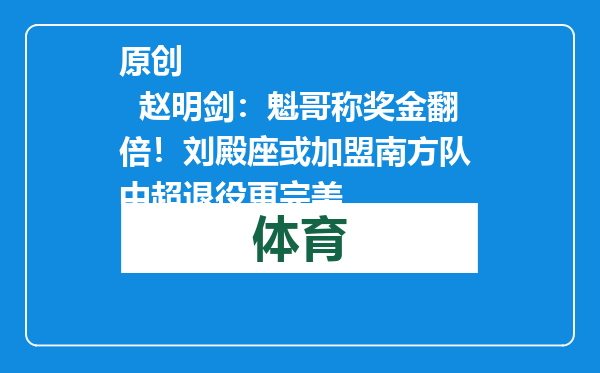 原创            赵明剑：魁哥称奖金翻倍！刘殿座或加盟南方队 中超退役更完美