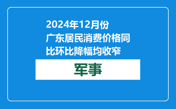 2024年12月份广东居民消费价格同比环比降幅均收窄