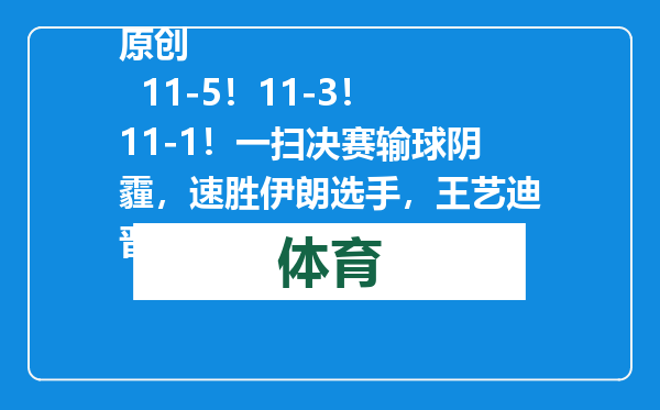 原创            11-5！11-3！11-1！一扫决赛输球阴霾，速胜伊朗选手，王艺迪晋级