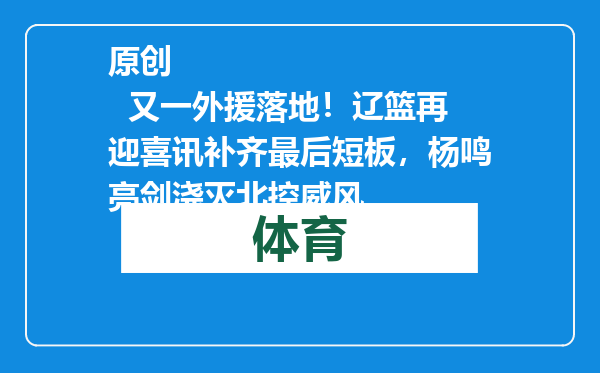 原创            又一外援落地！辽篮再迎喜讯补齐最后短板，杨鸣亮剑浇灭北控威风