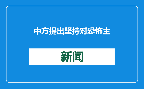 中方提出坚持对恐怖主义零容忍 呼吁帮助非洲应对挑战