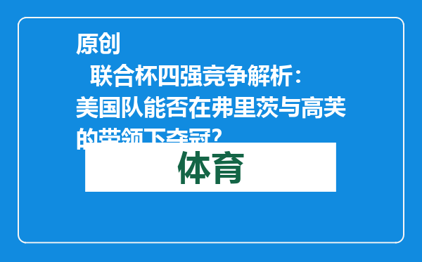 原创            联合杯四强竞争解析：美国队能否在弗里茨与高芙的带领下夺冠？
