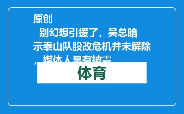 原创            别幻想引援了，吴总暗示泰山队股改危机并未解除，媒体人早有披露