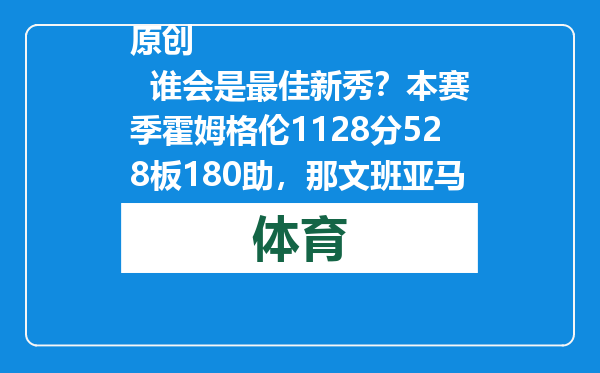 原创            谁会是最佳新秀？本赛季霍姆格伦1128分528板180助，那文班亚马呢