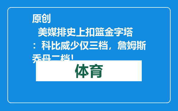 原创            美媒排史上扣篮金字塔：科比威少仅三档，詹姆斯乔丹二档！