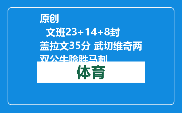 原创            文班23+14+8封盖拉文35分 武切维奇两双公牛险胜马刺
