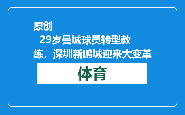 原创            29岁曼城球员转型教练，深圳新鹏城迎来大变革
