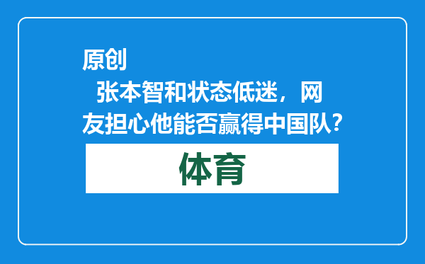 原创            张本智和状态低迷，网友担心他能否赢得中国队？