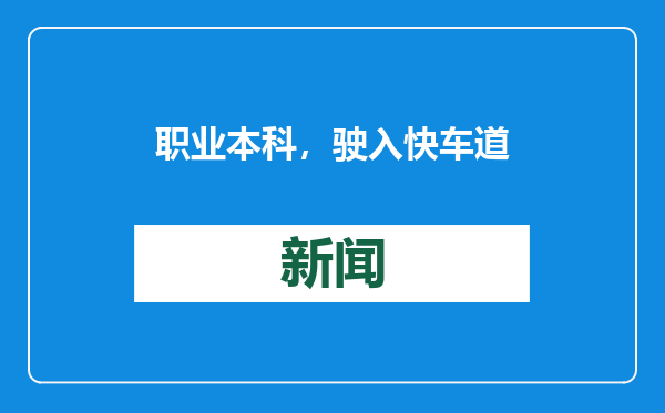 职业本科，驶入快车道？