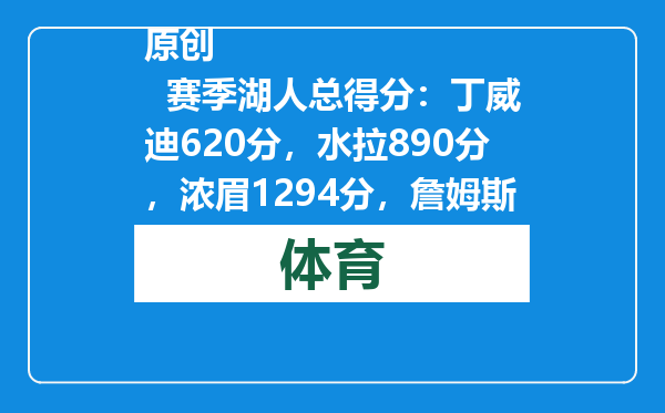 原创            赛季湖人总得分：丁威迪620分，水拉890分，浓眉1294分，詹姆斯呢