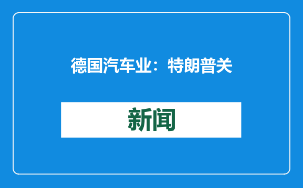 德国汽车业：特朗普关税计划将伤害美国消费者并推高通胀