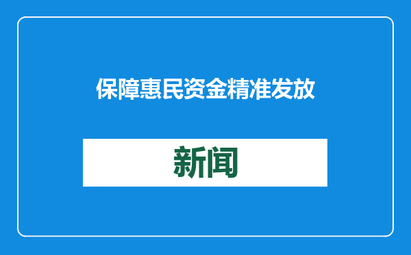 保障惠民资金精准发放