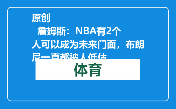 原创            詹姆斯：NBA有2个人可以成为未来门面，布朗尼一直都被人低估