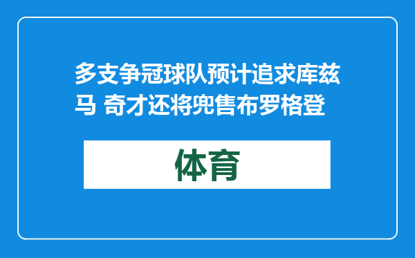 多支争冠球队预计追求库兹马 奇才还将兜售布罗格登