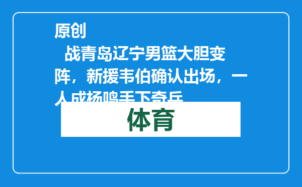 原创            战青岛辽宁男篮大胆变阵，新援韦伯确认出场，一人成杨鸣手下奇兵
