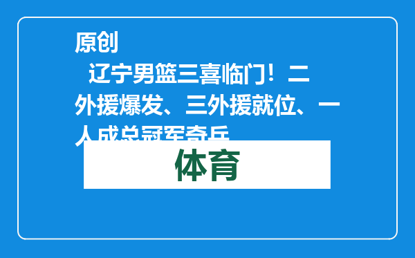 原创            辽宁男篮三喜临门！二外援爆发、三外援就位、一人成总冠军奇兵